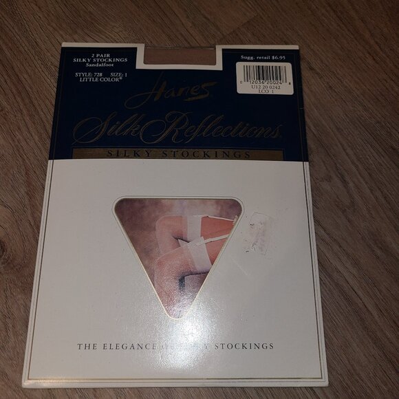 VTG Garter Stockings New 1 Pair Hanes Silk Reflections Sandalfoot SZ 1 - Picture 1 of 5